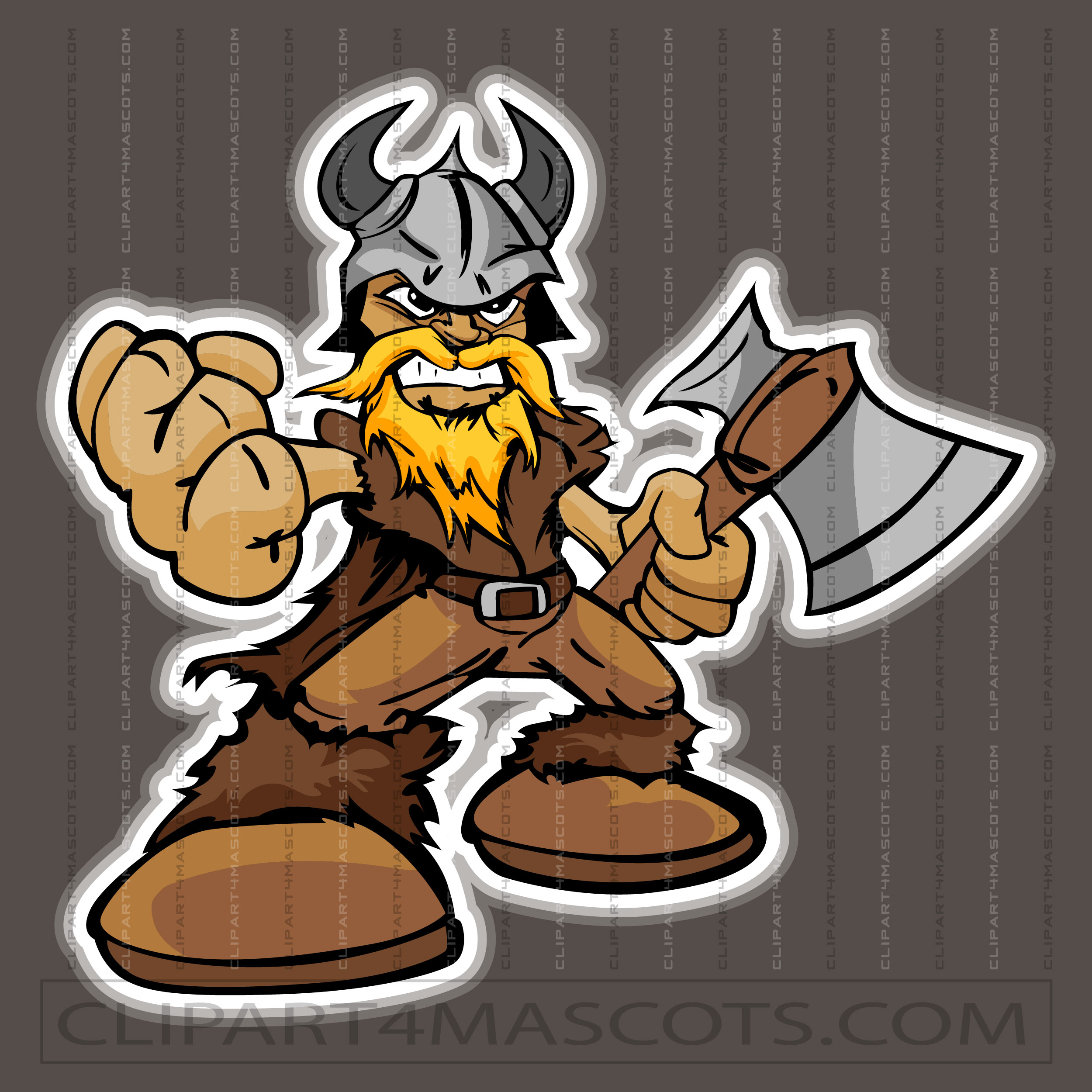 Viking with Axe Cartoon